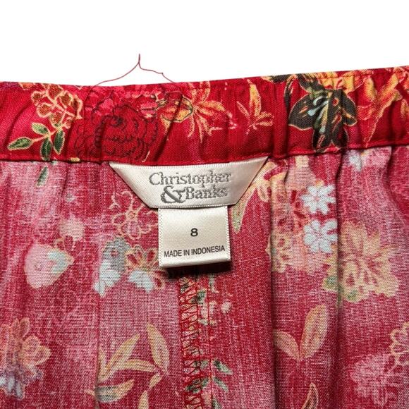 Christopher Banks Warm Floral Print Skirt 100% Rayon Size 8 - Picture 3 of 5